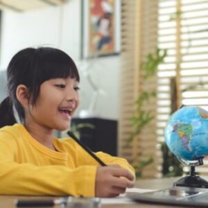 Asian girl student online learning class study online